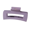 Detail of a purple matte rectangular hair claw clip with a hollow design and spring mechanism - Bulk Packaging / 10.5cm / Purple
