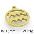 Golden Aquarius zodiac pendant in stainless steel, 15mm width and 1g weight design - Gold Aquarius