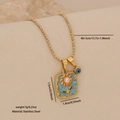 Collana dorata in acciaio inox con ciondolo girasole e malocchio e dettagli sulle misure - 1# Blu (Con Ciondolo Malocchio)
