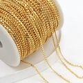 18K gold plated copper ball chain spool for DIY jewelry making and necklaces - 2mm Flat Bead Chain / Thick Silver
