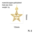 Detailed view of gold plated star pendant with MOM heart design and zircon accents - Type N-1 (Mom Star) / Gold