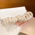 12-piece set of geometric pearl stud earrings and polarized C-shaped hoops for women - White Pearl Spiral Hair Clip (23# Silver Earring Post)