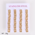 24-piece set of gold-plated stainless steel stud earrings with rectangular zircon crystals - Rectangle Style / 12 Pairs Pack (5.5*8.5mm) / Gold