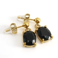 Elegant gold titanium steel earrings featuring oval black zircon stones and secure studs - 18K Gold / Black