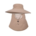Khaki wide brim sun hat with neck flap and breathable mesh for outdoor fishing and hiking - 2-Piece Set - Khaki