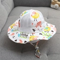 White baby mesh sun hat with yellow bird print and adjustable chin strap - 48-52cm (Adjustable) / White (Cartoon Bird)