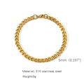 Minimalist 5mm golden Cuban link bracelet in 316 stainless steel for men and women - 5mm/18cm / Gold