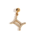 18K gold plated stainless steel Gemini zodiac pendant with sparkling white crystals - Gemini