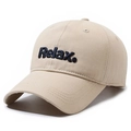 Khaki cotton baseball cap featuring Relax embroidered lettering and soft top visor - Adjustable / Light Beige