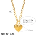 Vintage 18K gold plated stainless steel heart pendant necklace with OT toggle clasp - 18K Gold