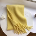 Soft bright yellow mohair-style fluffy scarf with long tassels for winter warmth - 230*35cm / 07# Goose Yellow