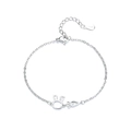 Silver S925 sterling silver bracelet with cute hollow carrot and rabbit charms - Rabbit & Carrot / White Gold