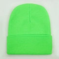 Neon green knitted beanie hat with classic cuffed design for winter warmth and style - One Size / Fluorescent Green