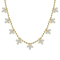 Golden S925 silver necklace featuring olive leaf pendants with shimmering zircons - Leaf Tassel Style (DY190679)
