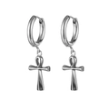 Ohrringe aus Titanstahl im Gothic-Stil mit Ankh-Kreuz-Anhängern in Vintage-Silber-Optik - Silber (Einzelstück)