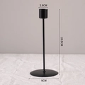 Minimalist matte black metal candlestick holder with slim pillar and stable base - Large (20.5cm) / Black