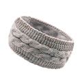Winter cable knit headband in grey with colorful specks and thick warm fleece lining - Light Grey with Confetti