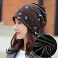 Deep brown fleece lined winter hat with cute cat prints for extra warmth and comfort - Fleece Lined Style / Paw Cat-Coffee