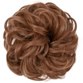 Natural brown synthetic hair bun extension with curly texture for messy top knot styles - 30# Light Auburn