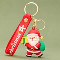 Simpatico portachiavi di Babbo Natale con cinturino in silicone rosso e regalo - Babbo Natale (Sacco verde)