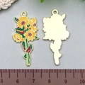 Golden sunflower enamel pendant for jewelry making with ruler showing 4.5cm length - Yellow Sunflower (19171)