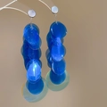 Orecchini pendenti con paillettes blu e ago d'argento per un look estivo da donna - Stile Nappina con Paillettes Argentate e Perno in Argento (88#) / Blu