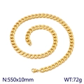 Goldene Gliederkette aus Edelstahl, Maße 550x10mm, Gewicht 72g, Hip-Hop-Stil Design - 55cm / Gold