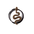Black stainless steel ear tunnel with bronze snake relief and scale textures - 22mm / Snake - Flare Style