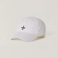 Casquette de baseball en coton délavé blanc avec broderie croix noire et visière courbée - Réglable / Blanc neige