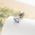 Feiner 4mm Zirkonia-Ohrstecker mit polierter Silberfassung für Damen und Mädchen - Blauviolett (Einzelstück)
