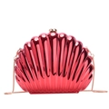 Elegante bolso de fiesta rojo con cadena oro rosa y acabado metálico espejo - Rojo