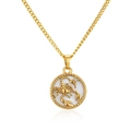 Macro detail of Scorpio zodiac pendant with mother of pearl inlay and gold finish necklace - Scorpio Necklace