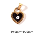 Λεπτομέρεια macro μενταγιόν καρδιά evil eye σε μαύρο σμάλτο και χρυσό, 19,5mm x 15,5mm - Μαύρη Καρδιά Μάτι