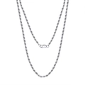 Classic sterling silver twisted rope chain necklace with a secure lobster clasp - 1.2MMx40CM / White Gold