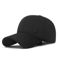 Men's winter baseball cap in black twill fabric with warm ear protection and metal logo - Adjustable / Black