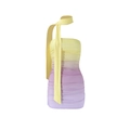 Abito a tubino arricciato con sfumatura da giallo a viola e lungo laccetto al collo - S / Sfumatura Giallo e Viola