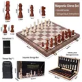 Magnetic wooden chess set with folding board, pieces, storage bag and retail box - 39*39cm Magnetic Walnut Color (Chess Only)