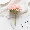 Pink artificial silk flower bouquet with green stems for wedding decor and crafts - Nude