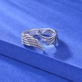Bague réglable en argent S925 avec ailes d'ange et de démon au style punk vintage - Bague Double Aile Ange & Démon