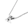 Silver letter K necklace in stainless steel with crystal accents for women - Letter K Style (KN88585-KLB)