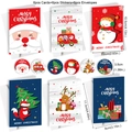 Set di 6 biglietti di Natale in carta kraft con buste e adesivi, motivi di renne - Stile Illustrazione Animale ad Acquerello Cartone Animato (MC8-93)