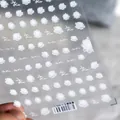 5D geprägte weiße Rosen Nagelsticker mit Deep Kiss Schriftzug auf transparentem Grund - TS-666 Dünn & Zäh (Glasrose)