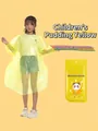 Yellow hooded children disposable raincoat for 120-150cm height with panda storage bag - Kids / Pudding Yellow