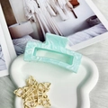 Mint green marble textured 11cm geometric rectangle claw clip for thick hair styling - Square Clip 8.7cm-Light Green