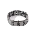 Bracciale magnetico largo in ematite da uomo con maglie rettangolari in finitura nera - Bracciale magnetico a 3 fori con 6 perline tonde