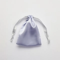 Pale purple satin drawstring storage pouch with a white ribbon tie for sleep eye mask set - Color 100 (Lavender)