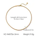 Détails et dimensions du collier chaîne torsadée plaqué or 18 carats avec fermoir homard - Collier 3mm (HC-N40756-3mm)