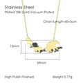 Polished 18K gold plated stainless steel necklace featuring a three bears animal pendant - Three Bears (LN1322)