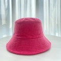 Close-up of rose red bucket hat showing soft terry cloth fabric texture and stitching - M (56-58cm) / Rose Red