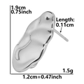 Irregular liquid metal stud earrings in silver 304 stainless steel, 1.9cm x 1.2cm size - Irregular Lava Shape (D84) / Silver